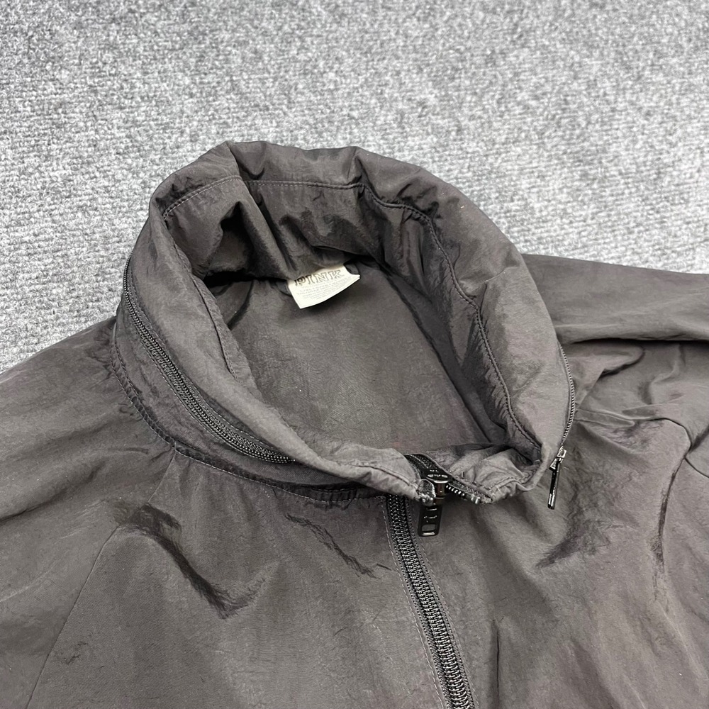 PINK Victoria's Secret Windbreaker Full Zip Mock Neck Solid Black Jacket